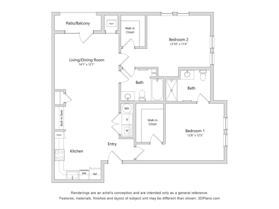 a floor plan of a 1 bedroom floor plan with a bathroom and a living room