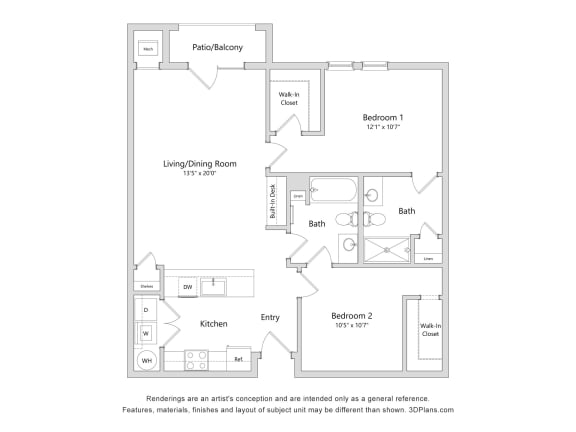 a floor plan of a 1 bedroom apartment at the attilda apartments