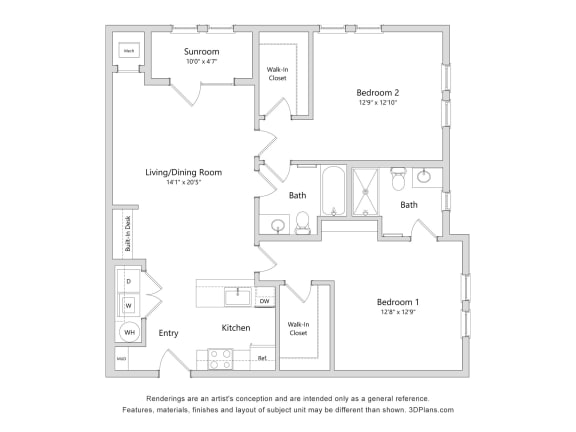 a floor plan of a 1 bedroom floor plan