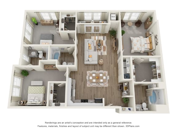 a 1 bedroom floor plan  woodland park apartments