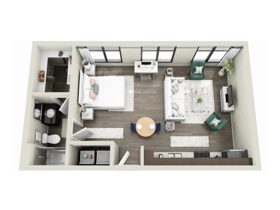 a view of our 1 bedroom floor plan