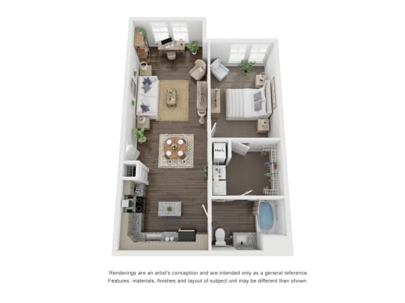 A1F 1 BD 1 Bath 816 sqft