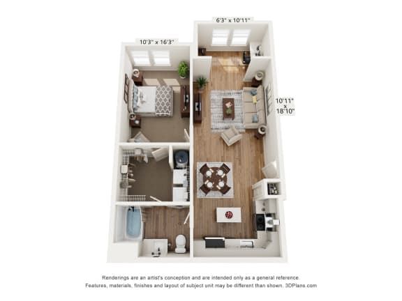 a 1 bedroom floor plan  villa vineyards apartments