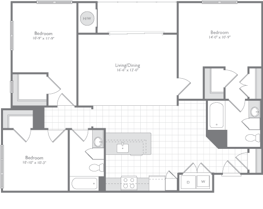 Flats170_C2A_3bed_2bath_1372sqft_2D