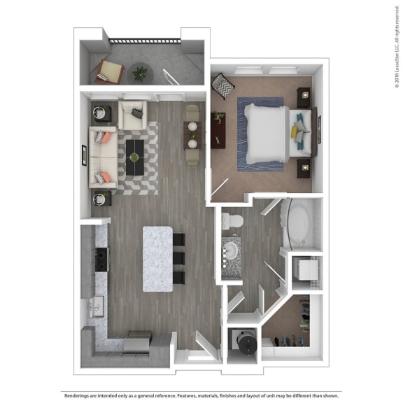 A1A One Bed One Bath Floor Plan at Integra Sunrise Parc, Florida, 34746