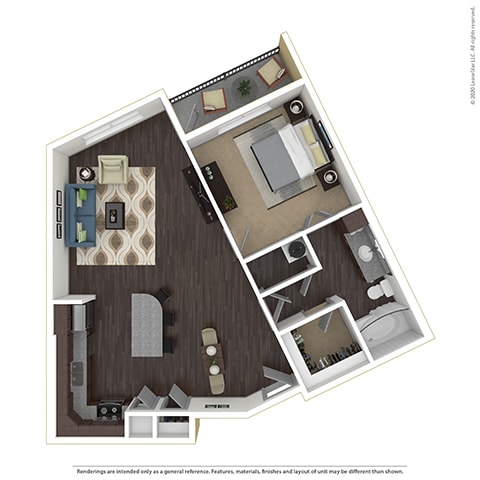 A1E 1BD 1 Bath 827 sqft