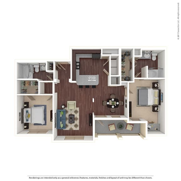 Parc at Mansfield floorplan for the B2B 2 bed 2 bath unit