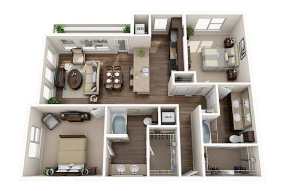 a 2100 sq ft floor plan with a bedroom and a living room