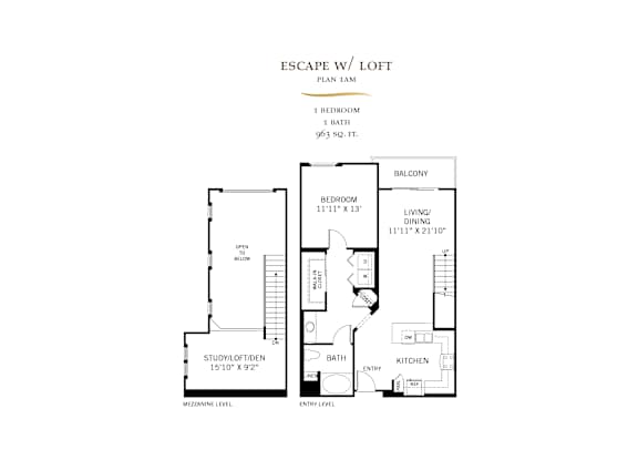 Floor Plan  Escape With Loft Floor Plan at 360 Luxury Apartments, California