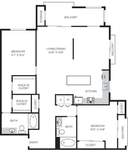 Palazzo Floor Plan at Casa Mira View Apartments, San Diego, 92126