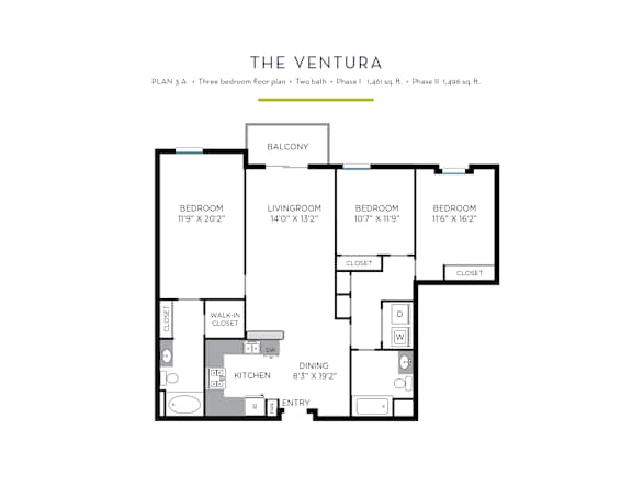 CMV I Ventura Floor Plan at Casa Mira View Apartments, San Diego, California