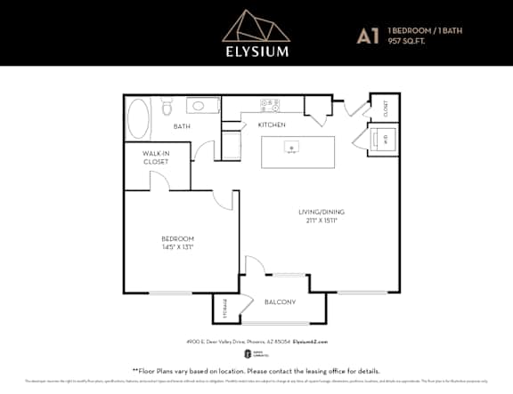 A1 Floor Plan Unit at Elysium, Phoenix, AZ