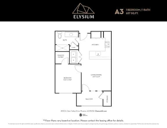A3 Floor Plan Unit at Elysium, Phoenix, 85054