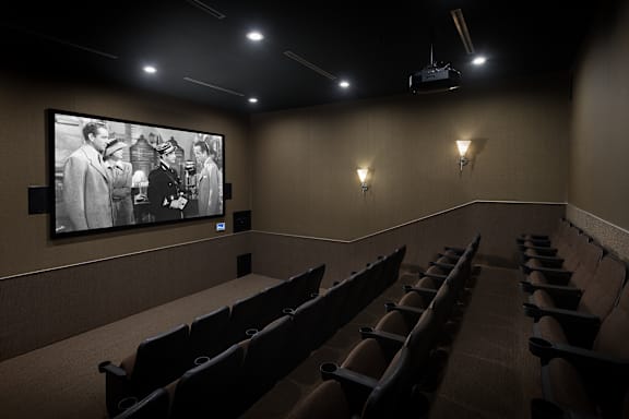 Private home theater with stadium seating at Costa Verde Village Apartments, San Diego, CA 92122