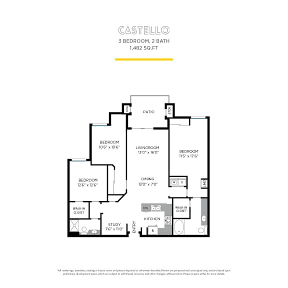 Castello Floor Plan at La Jolla Crossroads Apartments, California