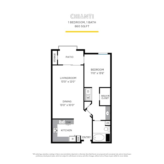 Chianti Floor Plan at La Jolla Crossroads Apartments, California