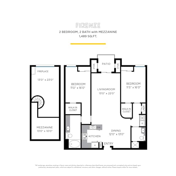 Firenze with Mezzanine Floor Plan at La Jolla Crossroads Apartments, San Diego, CA
