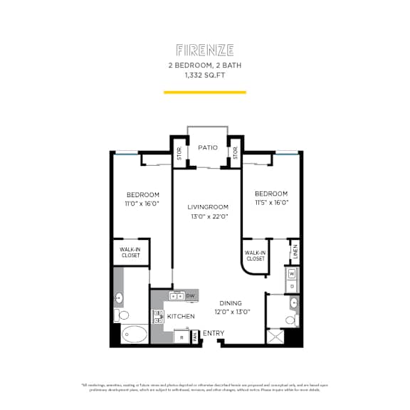 Firenze Floor Plan at La Jolla Crossroads Apartments, San Diego, 92122