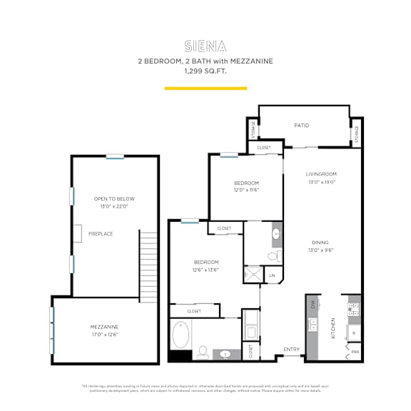 Siena with Mezzanine Floor Plan at La Jolla Crossroads Apartments, California