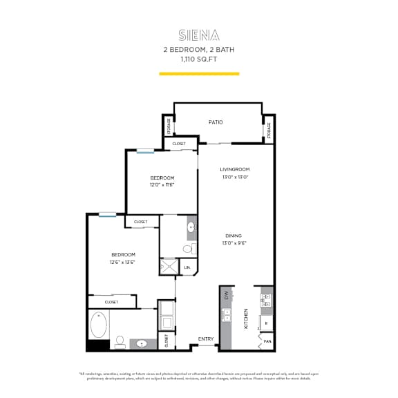 Siena Floor Plan at La Jolla Crossroads Apartments, California, 92122