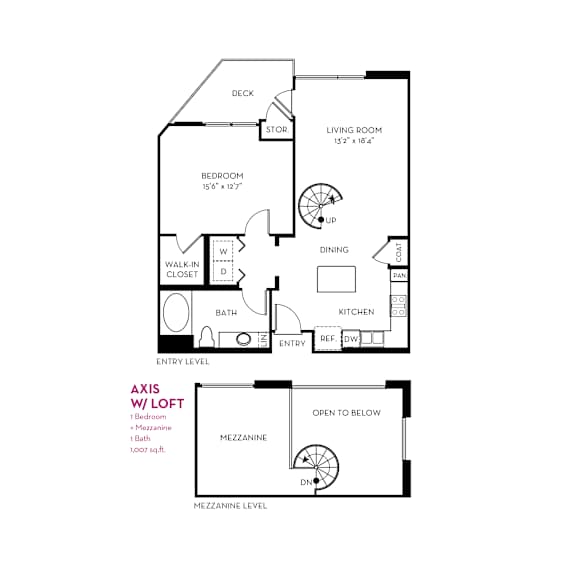 One bedroom one bathroom floorplan with walk-in closet at Metropolis Apartments, IRVINE
