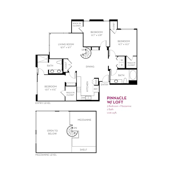 3 bed two bath floorplan with loft at Metropolis Apartments, IRVINE, 92614