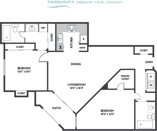 Belmont II Floor Plan at La Regencia Apartments, California