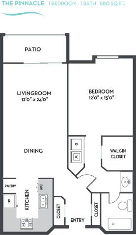 Pinnacle Floor Plan at La Regencia Apartments, San Diego, CA, 92122