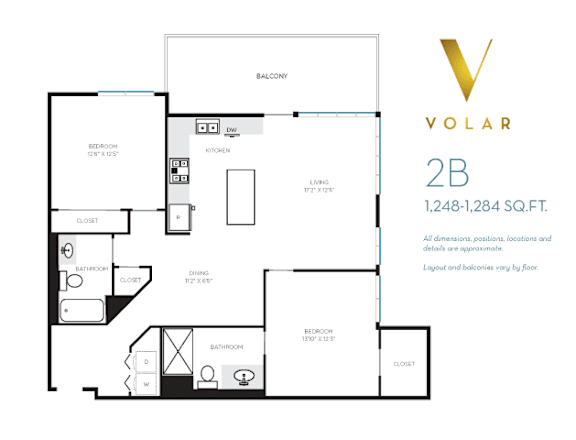 2B Floor Plan at Volar Apartments, California