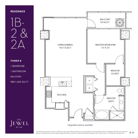 1B-2 Floor Plan at LUX by Garden*, San Diego, 92122