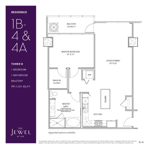 1B-4 Floor Plan at LUX by Garden*, San Diego
