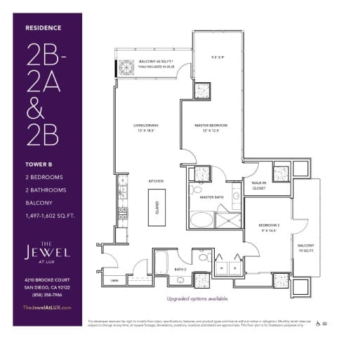 2B-2 Floor Plan at LUX by Garden*, San Diego