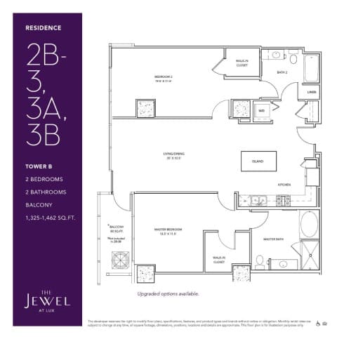 2B-3 Floor Plan at LUX by Garden*, San Diego, California