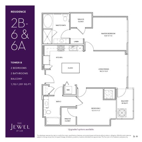 2B-6 Floor Plan at LUX by Garden*, California, 92122