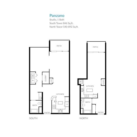 Panzano Floor Plan at Towers at Costa Verde Apartments, California