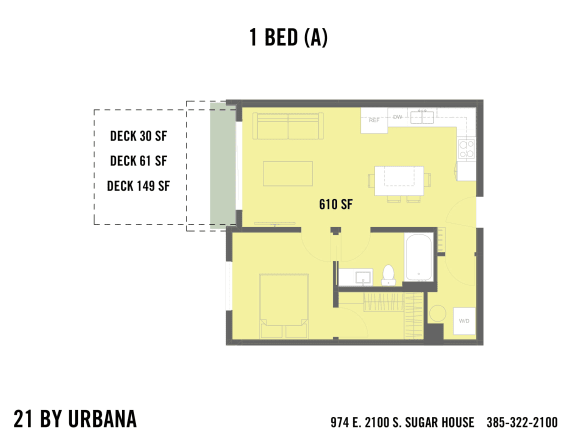 Floor Plan  1 BED (21-1A)