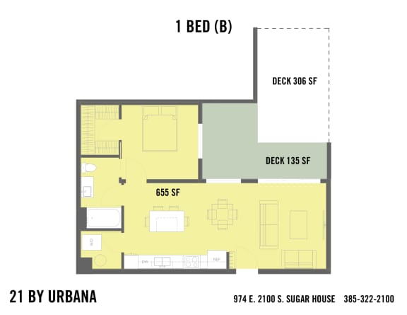 Floor Plan  1 BED (21-1B)