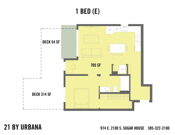 Floor Plan  1 BED (1E)