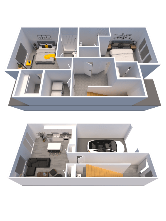 a floor plan and a top view of a house