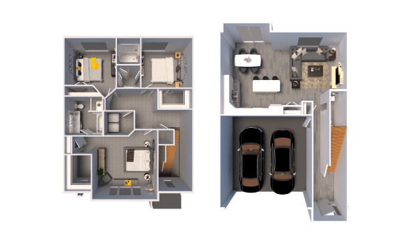 a rendering and a floor plan of a house