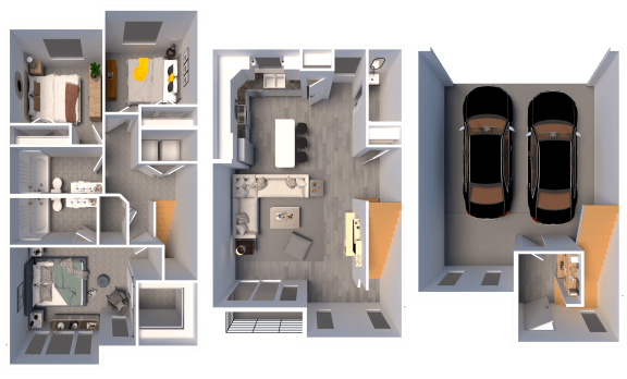 a rendering of a floor plan and layouts of a house