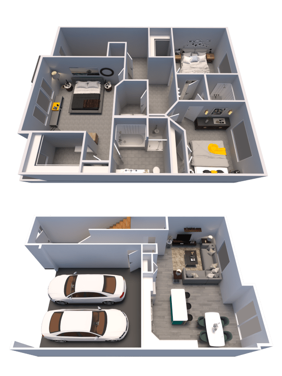 a floor plan and a 3d floor plan of a house