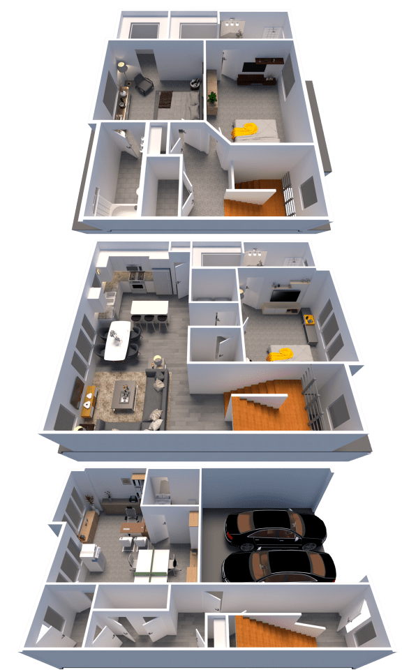 a 3d rendering of a house with 3d floor plans