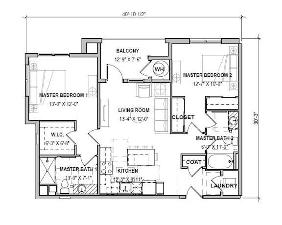 A black and white image of a floor plan for a house.