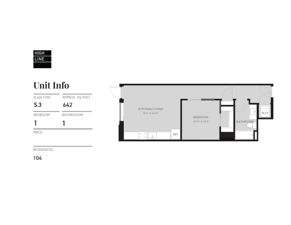 a floor plan of a unit with a bedroom and a bathroom