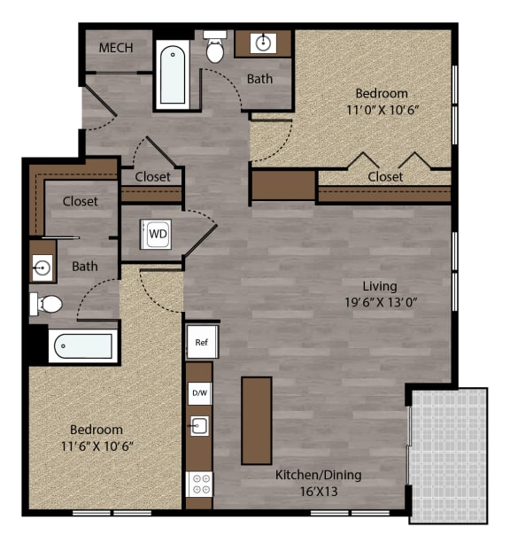 Adams I - 2D Floor Plan - The Flats