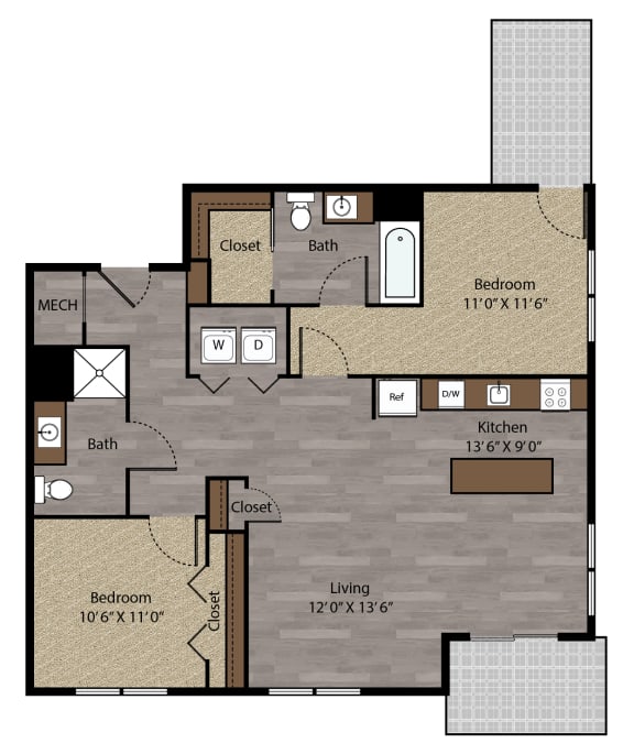 Adams II - 2D Floor Plan - The Flats