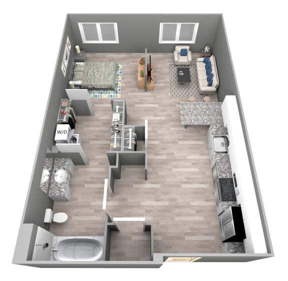 Baldwin I - 3D Floor Plan - The Flats