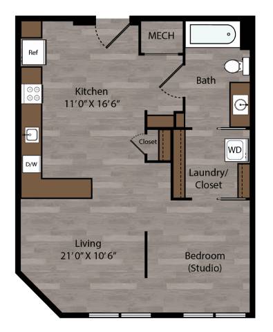 Baldwin II - 2D Floor Plan - The Flats