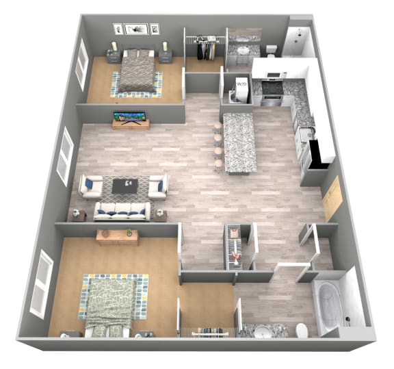 Colfax II - 3D Floor Plan - The Flats